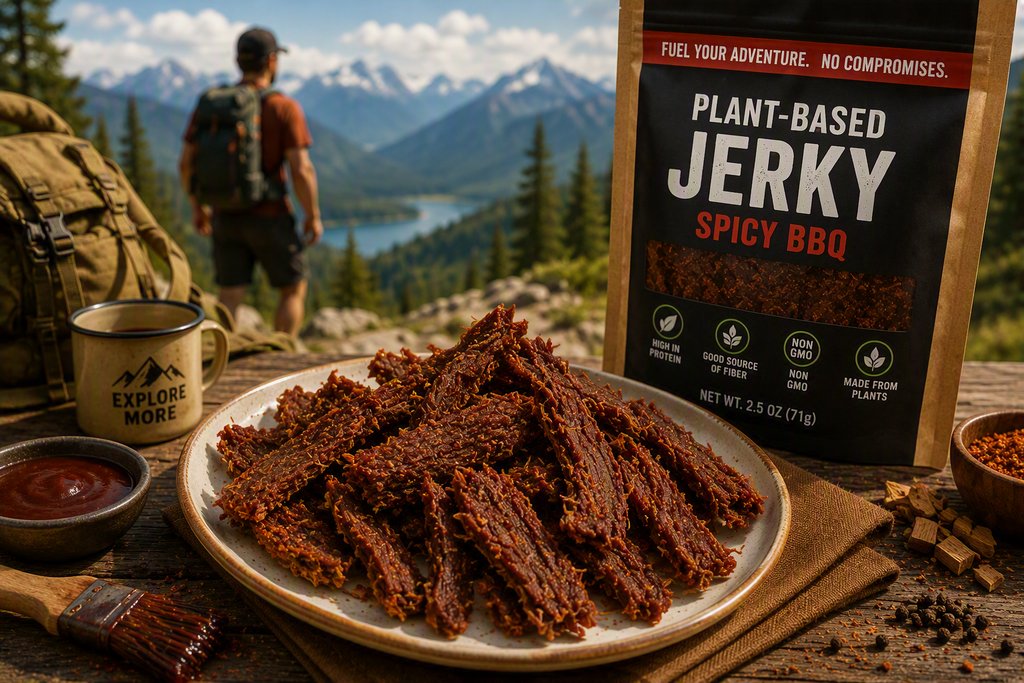 Plant‑Based Jerky – Spicy BBQ (Soy‑Based)
