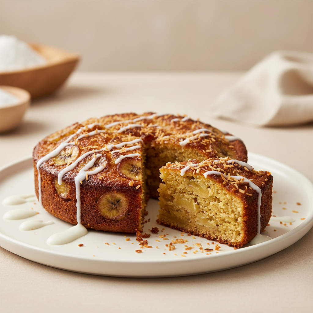 Baked Banana Coconut Cake: Tropical Banana Coconut Dessert